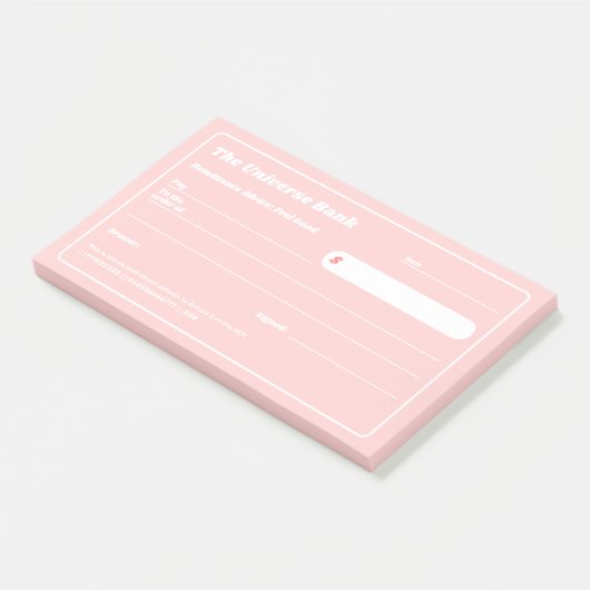 Feminine Pink Financiële Manifestatie Blanco Check Post-it® Notes (Schuin)