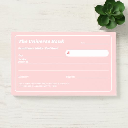 Feminine Pink Financiële Manifestatie Blanco Check Post-it® Notes (Kantoor)