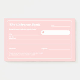 Feminine Pink Financiële Manifestatie Blanco Check Post-it® Notes