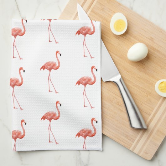 Feminine Pink Flamingo Pattern Theedoek (Quarter Fold)