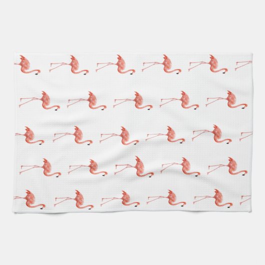 Feminine Pink Flamingo Pattern Theedoek (Horizontaal)