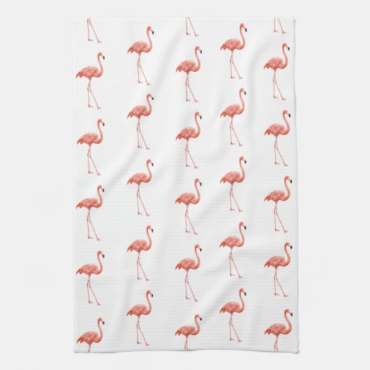 Feminine Pink Flamingo Pattern Theedoek (Verticaal)