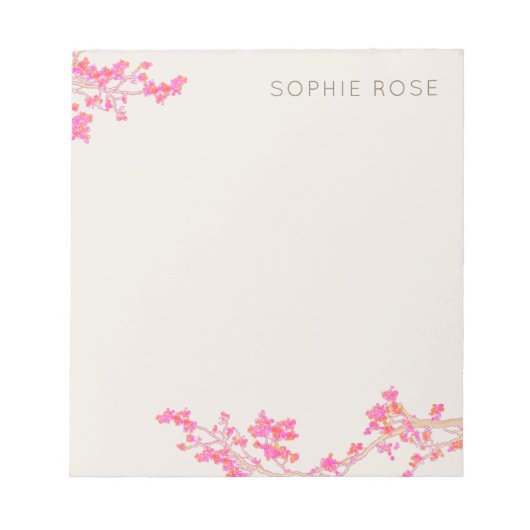  Feminine Pink Floral-Blocnote Notitieblok (Voorkant)