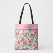 Feminine Pink Floral Pattern Tote Bag (Voorkant)