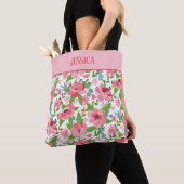 Feminine Pink Floral Pattern Tote Bag (Dichtbij)