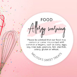 Feminine Pink Food Safety Allgens Alert Ronde Sticker
