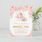 Feminine Pink Gold Flower High Tea Vrijgezellenfee Kaart (Staand voorkant)