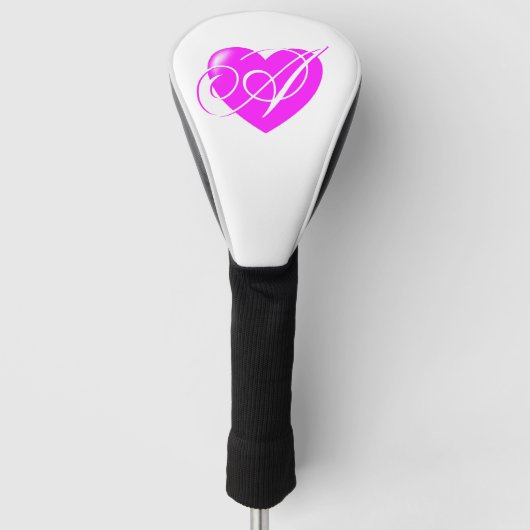 Feminine Pink Heart Aangepast Monogram Golfheadcover (Voorkant)