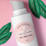Feminine Pink Lash Extension Shampoo Cleanser Ronde Sticker<br><div class="desc">Voeg de afwerkingsdruk toe aan uw flessen met een feminische sticker voor het verwijderen van schuim. Deze moderne roze en witte sticker van de Flits shampoo staat u toe om alle tekst en kleuren uit te geven en u kunt zelfs uw logo ook opnemen, zodat kunt u uw eigen etiketten...</div>