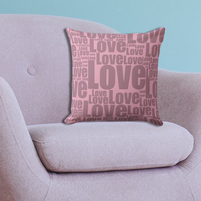 Feminine Pink Love Typography Patroon Kussen (Feminine Pink Love Typography Pattern Throw Pillow)