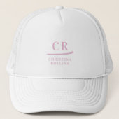 Feminine Pink Monogram Name Golfer Trucker Pet (Voorkant)