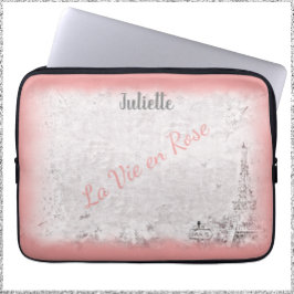 Feminine Pink Paris La Vie En Roos Laptop Sleeve
