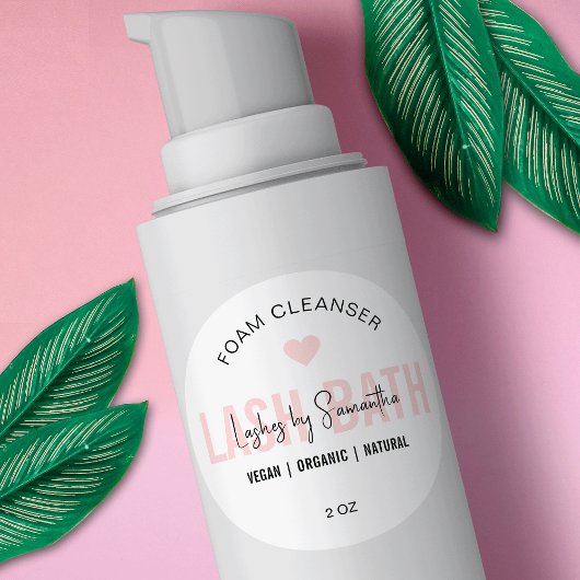 Feminine Pink Script Logo Lash Extensions Cleanser Ronde Sticker