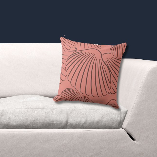 Feminine Pink Seashell Pattern Sierkussen (Pink Pillow Sea Shell Pattern)