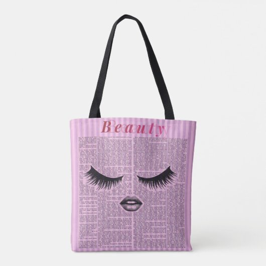 Feminine Pink Shoulder Tote with Lash Illustration Tote Bag (Achterkant)