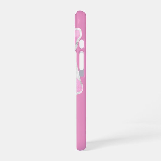 Feminine Pink & Silver Glitter Agate 4 photos iPhone 16 Hoesje (Linkerkant)