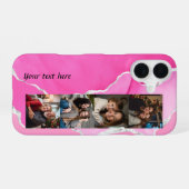 Feminine Pink & Silver Glitter Agate 4 photos iPhone 16 Hoesje (Achterkant horizontaal)