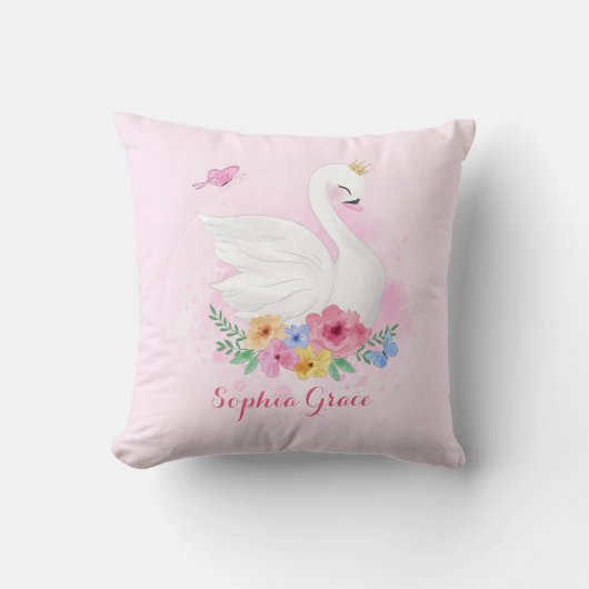 Feminine Pink Swan Princess Nursery Decoration Kussen (Voorkant)