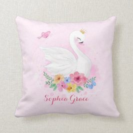 Feminine Pink Swan Princess Nursery Decoration Kussen