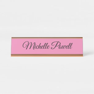 Feminine Pink Trendy Script Modern Plain Bureau Naambordje