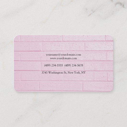 Feminine Pink Wall Minimalist Professional Plain Visitekaartje (Achterkant)