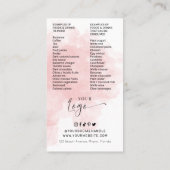 Feminine Pink Waterverf Teeth Whitening Aftercare Visitekaartje (Achterkant)