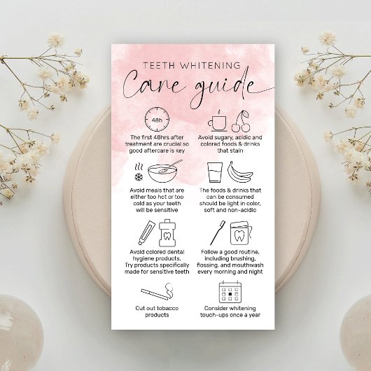 Feminine Pink Waterverf Teeth Whitening Aftercare Visitekaartje