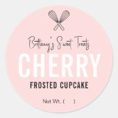 Feminine Pink & White Desserts Packaging Design Ronde Sticker (Voorkant)