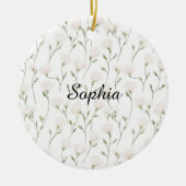 Feminine Pretty Blush Pink Flowers Christmas Keramisch Ornament (Voorkant)