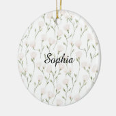 Feminine Pretty Blush Pink Flowers Christmas Keramisch Ornament (Links)