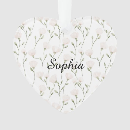 Feminine Pretty Blush Pink Flowers Christmas Ornament (voorkant)