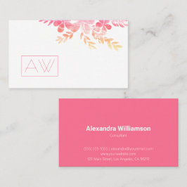 Feminine Professional Pink Floral Personal Merk Visitekaartje