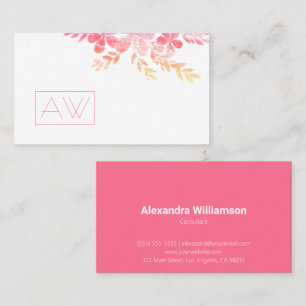 Feminine Professional Pink Floral Personal Merk Visitekaartje