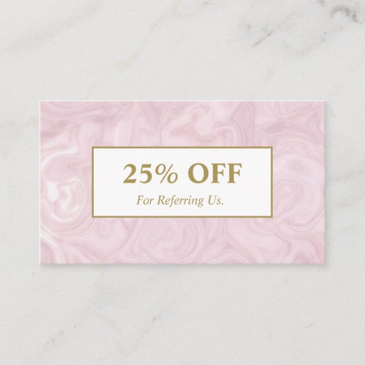 Feminine professioneel roos goudmarmer salon spa aanbevelingskaartje (Voorkant)