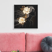 Feminine Profile with Butterflies in Flight Canvas Afdruk (Insitu (Woonkamer))