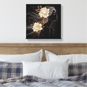 Feminine Profile with Butterflies in Flight Canvas Afdruk (Insitu (Slaapkamer))