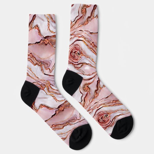 Feminine Quartz Roos Gold Marble Texture Sokken (Rechts)