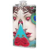 Feminine Red Lips and Rozen Peacock Abstract Heupfles (Links)