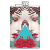 Feminine Red Lips and Rozen Peacock Abstract Heupfles (Voorkant)