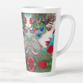 Feminine Red Lips and Rozen Peacock Abstract Latte Mok (Rechts)