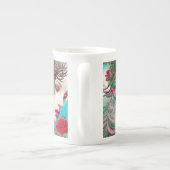 Feminine Red Lips and Rozen Peacock Abstract Porselein Kop (Achterkant)