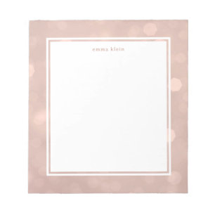 Feminine Roos Gold Blush Roze Bokeh Naam Notitieblok