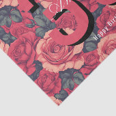 Feminine Rose Floral 90Th Birthday Tissuepapier (Detail)