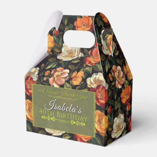 Feminine Rose Floral Birthday Celebration Bedankdoosjes (Voorkant Zijde)