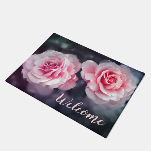 Feminine Roses Floral Foto Welkom Deurmat (Schuin)