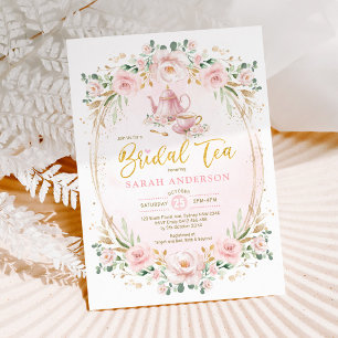 Feminine Roze Blush Flower Vrijgezellenfeest Tea Kaart
