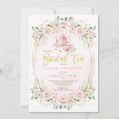 Feminine Roze Blush Flower Vrijgezellenfeest Tea Kaart (Voorkant)
