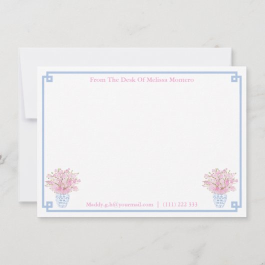 Feminine roze en blauwe adreswijziging aankondiging (Achterkant)