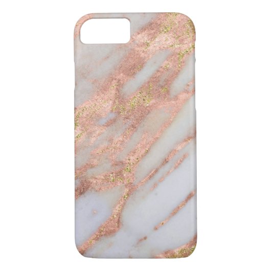 Feminine roze en wit gestreept marmerpatroon Case-Mate iPhone case (Achterkant)