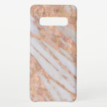 Feminine roze en wit gestreept marmerpatroon samsung galaxy s10  hoesje<br><div class="desc">Dit unieke ontwerp is prachtig vrouwelijk en is voorzien van een abstract marmer patroon in gestreepte banden roze en wit met subtiele gouden enkels. U kunt een naam of een monogram toevoegen als u dit hoesje wilt personaliseren.</div>